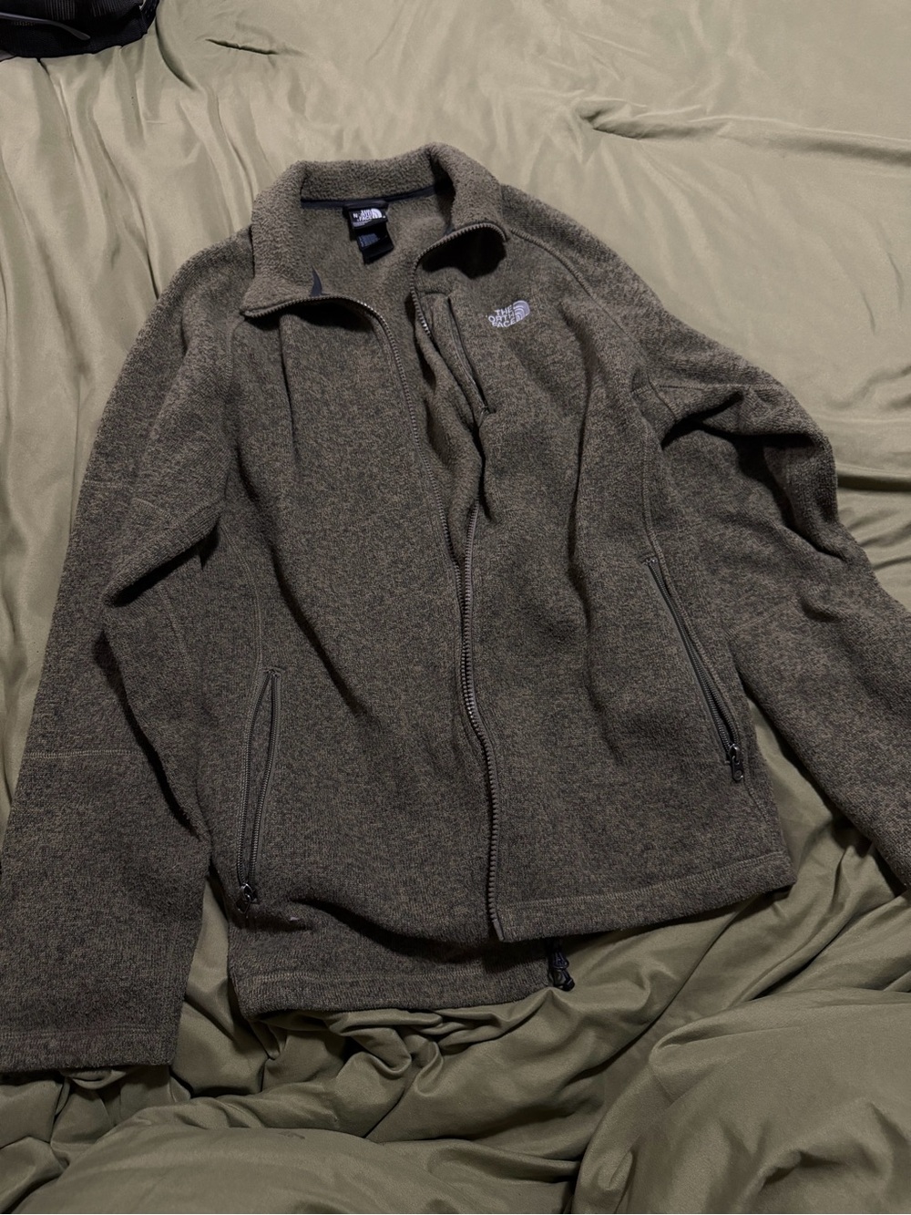 The North Face Men’s Olive Green Zip-Up Fleece Jacket